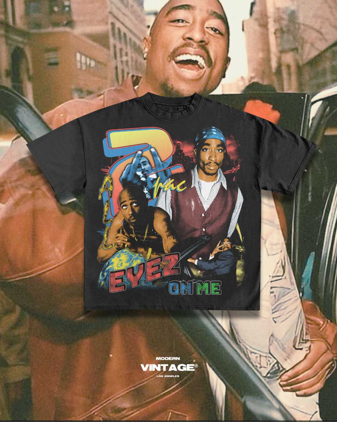 2Pac “90’s Vintage” Tee (BLACK)